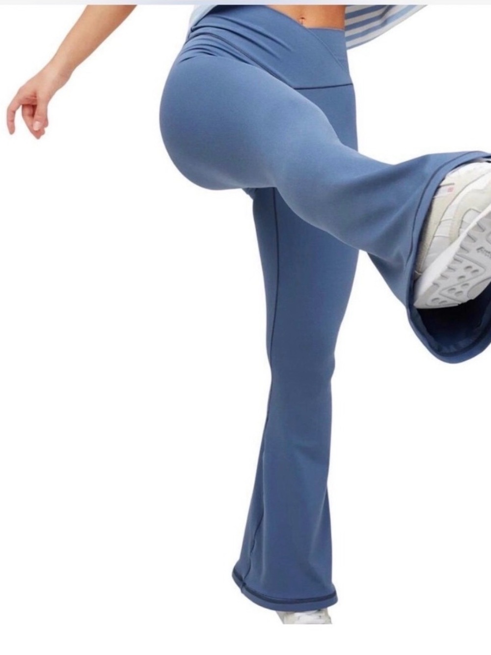 aerie High-Rise Flare Leggings in Dusty Blue